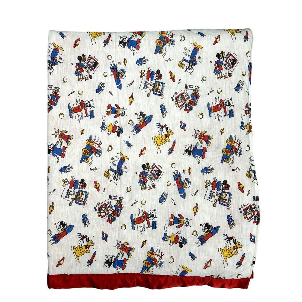 Vintage Disney Blanket MCM Mid Century Alien Space Atomic Age Mickey Minnie